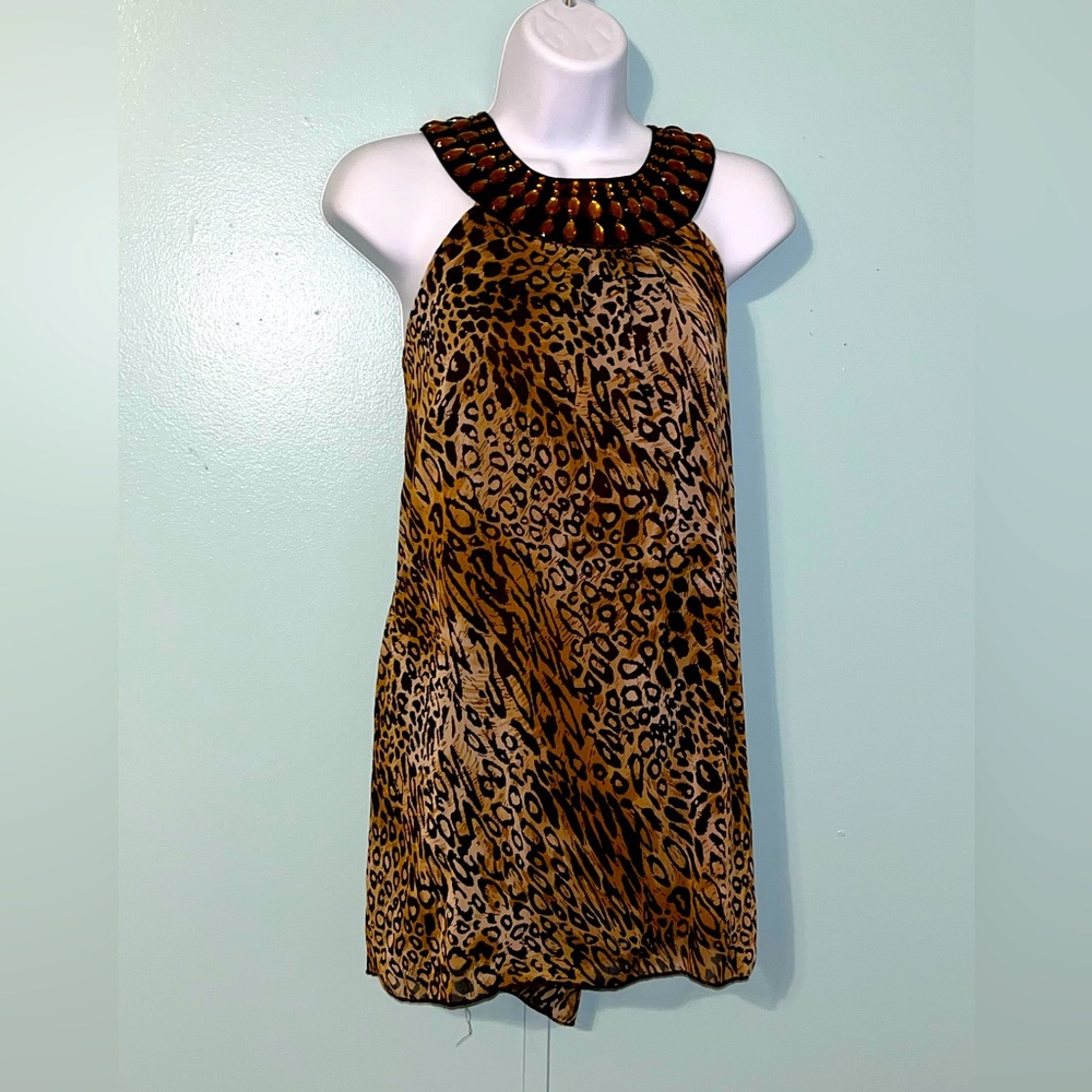 Ultra Pink Blouse Sleeveless Liner Animal Print Size Large